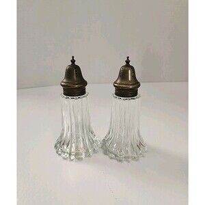 Vintage Crystal by Leonard Silver Plated Salt, Pepper Shaker Set HONG KONG